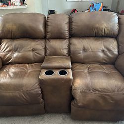 Brown Leather Electric Couch