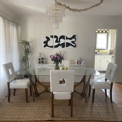 Glass Dining Room Table Set 