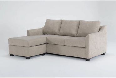 Porthos Cream Beige Fabric 80" Sofa with Reversible Chaise | Loose Reversible Back