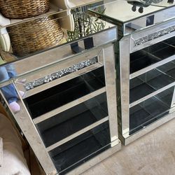 Modern Mirrored Sides /End Tables / Nightstands 