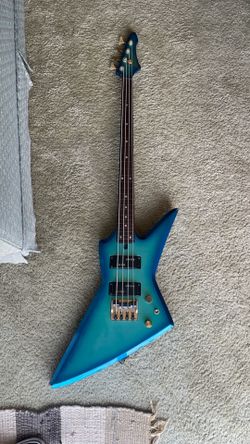1983 Aria Pro II ZZB Custom Bass Guitar, Blue/Black Burst Finish