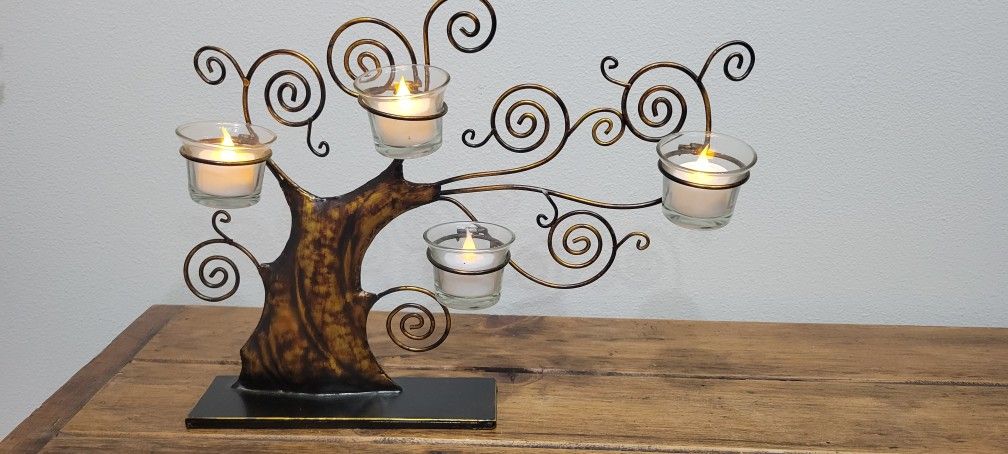 Beautiful Metal Candle Holder Tree 11.5" Tall X 15" Wide 