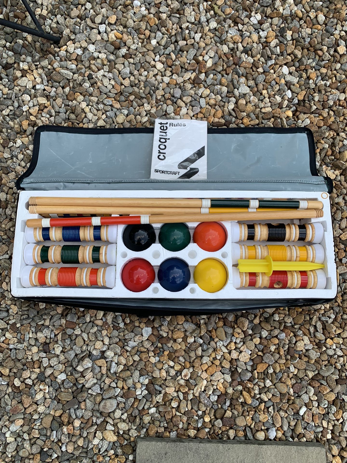 Sportcraft Croquet Wooden Outdoor Deluxe Sports Set Backyard Lawn Game
