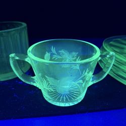 Vintage Open Sugar Bowl Manganese Glass