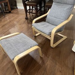 Wooden Recliner And Ottoman