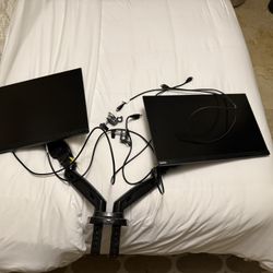 Lenovo  ThinkVision S24e-20  Dual Monitor Setup (2x Monitors & Brackets)