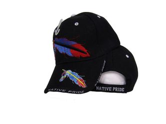 Native American Feather Beads Native Pride Hat Indian Shadow Black Cap