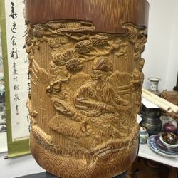 Bamboo brush Pen Pot. 