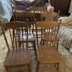 6 Solid Wood Antique Dining Chairs 