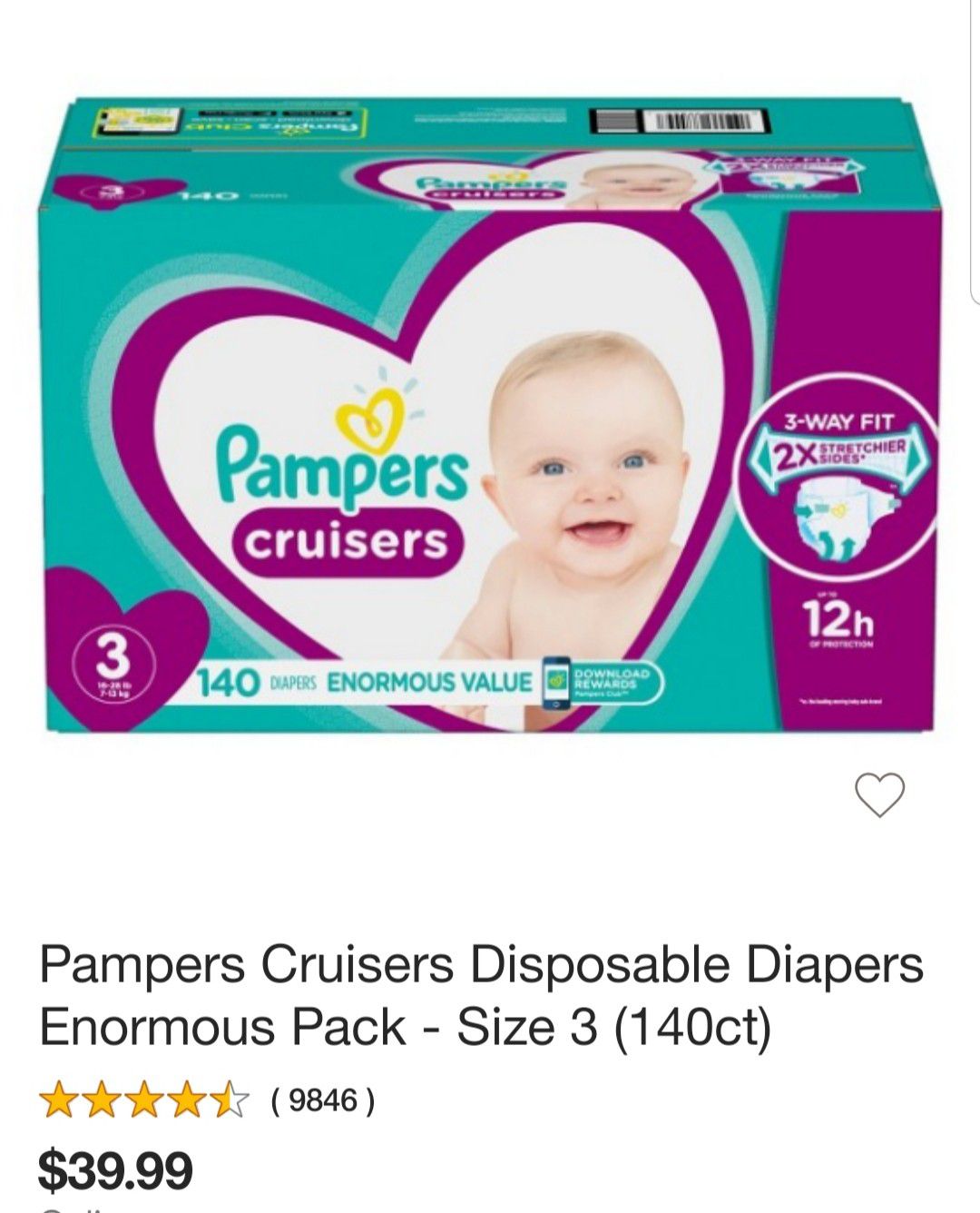 Pampers cruisers 140 count size3