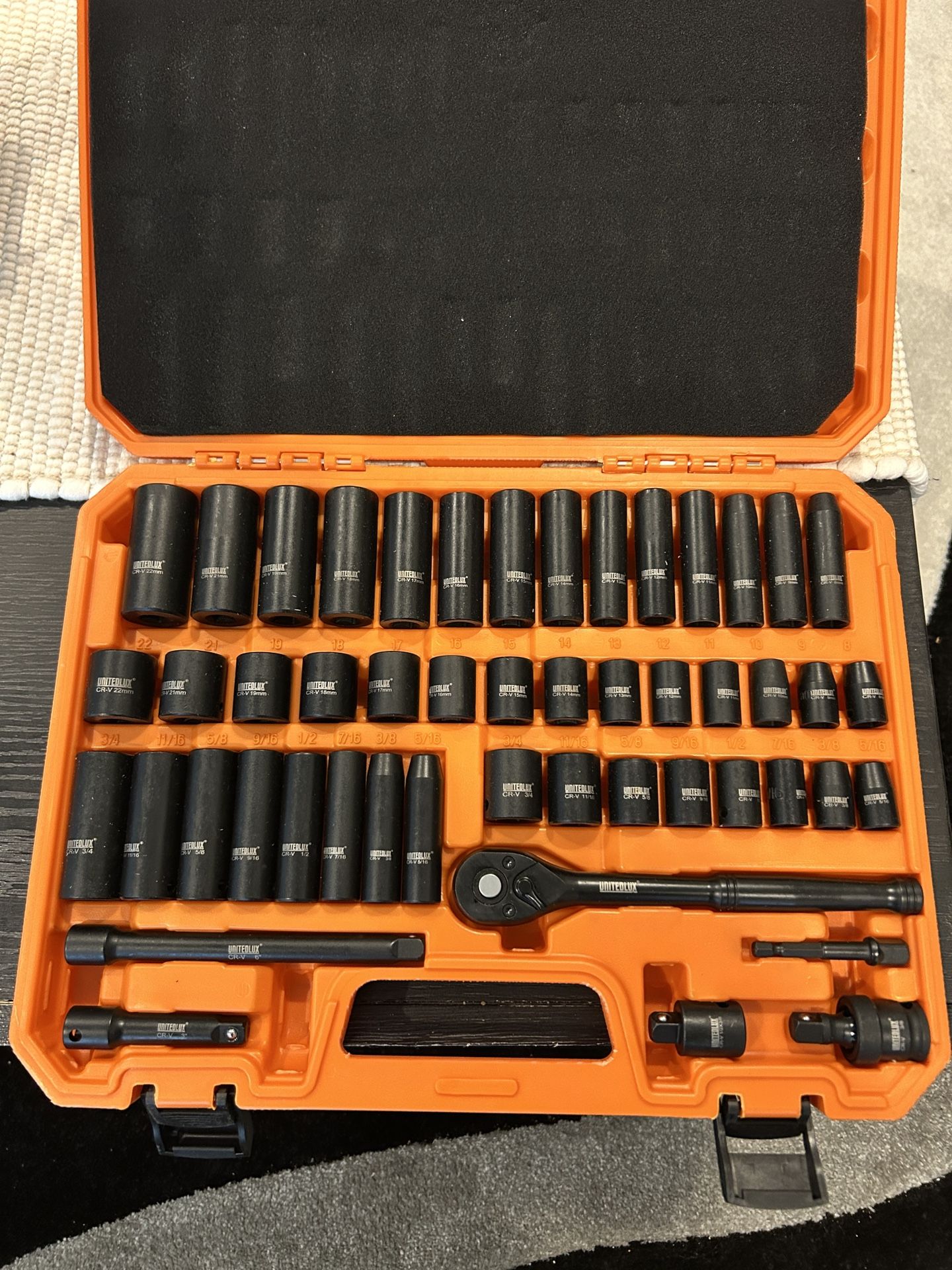 50 Piece 3/8” Drive Master Impact socket set with Carry case.