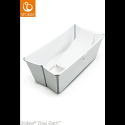 Stokke Flexi Bath, White - Foldable Baby Bathtub - Durable & Easy to Store - Convenient to Use at Home or Traveling - Best fo