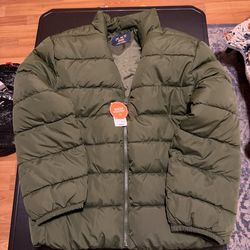 new children’s place water resistant green puffy jacket size L/G .10/12