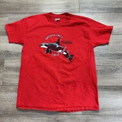 Vintage Orcinus Orca Great Whale T Shirt  Size XL North By Northwest Red USA 
