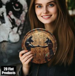 Dual Anubis Egyptian Mythology Round Wooden Wall Plaque