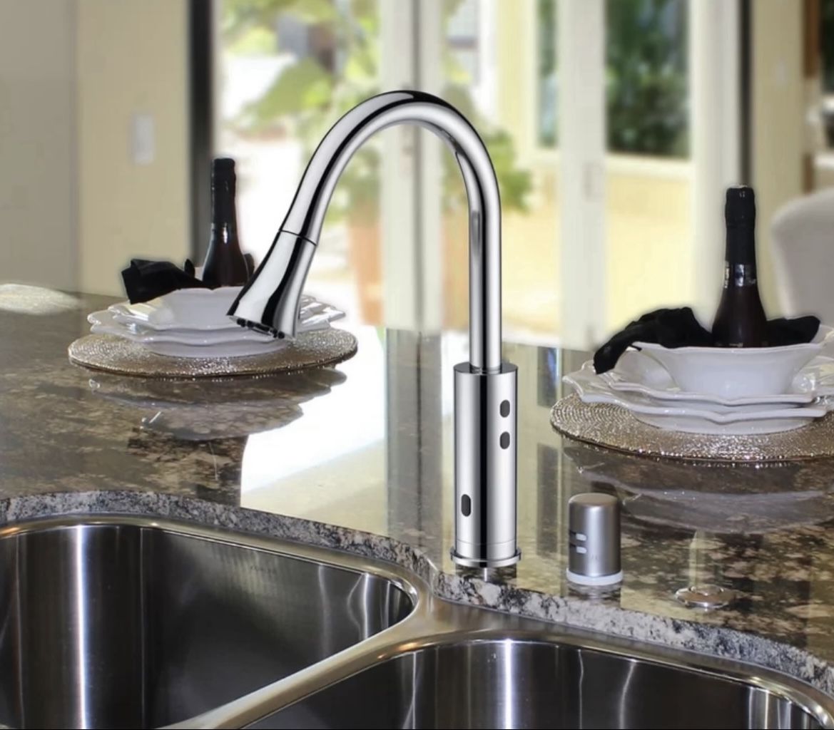 Touchless Faucet Cinaton 2201 Touch Free 5 Sensor Intelligent Kitchen Chrome New