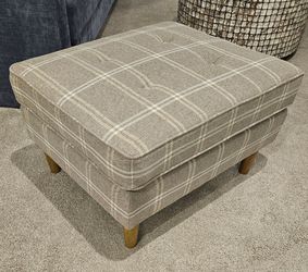 Gray Plaid Ottoman
