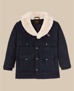 Filson Mackinaw Wool Lined Packer Coat Navy Blue NEW