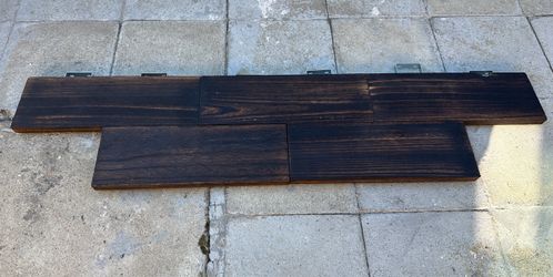 Dark Stained Wood Wall Floating Shelves with Brackets