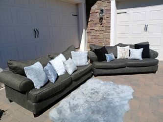 Dark Grey Sofa and Loveseat Set