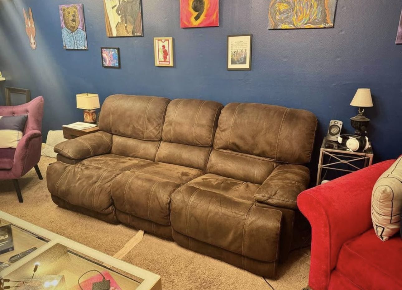 Brown Reclining Couch - Great Condition