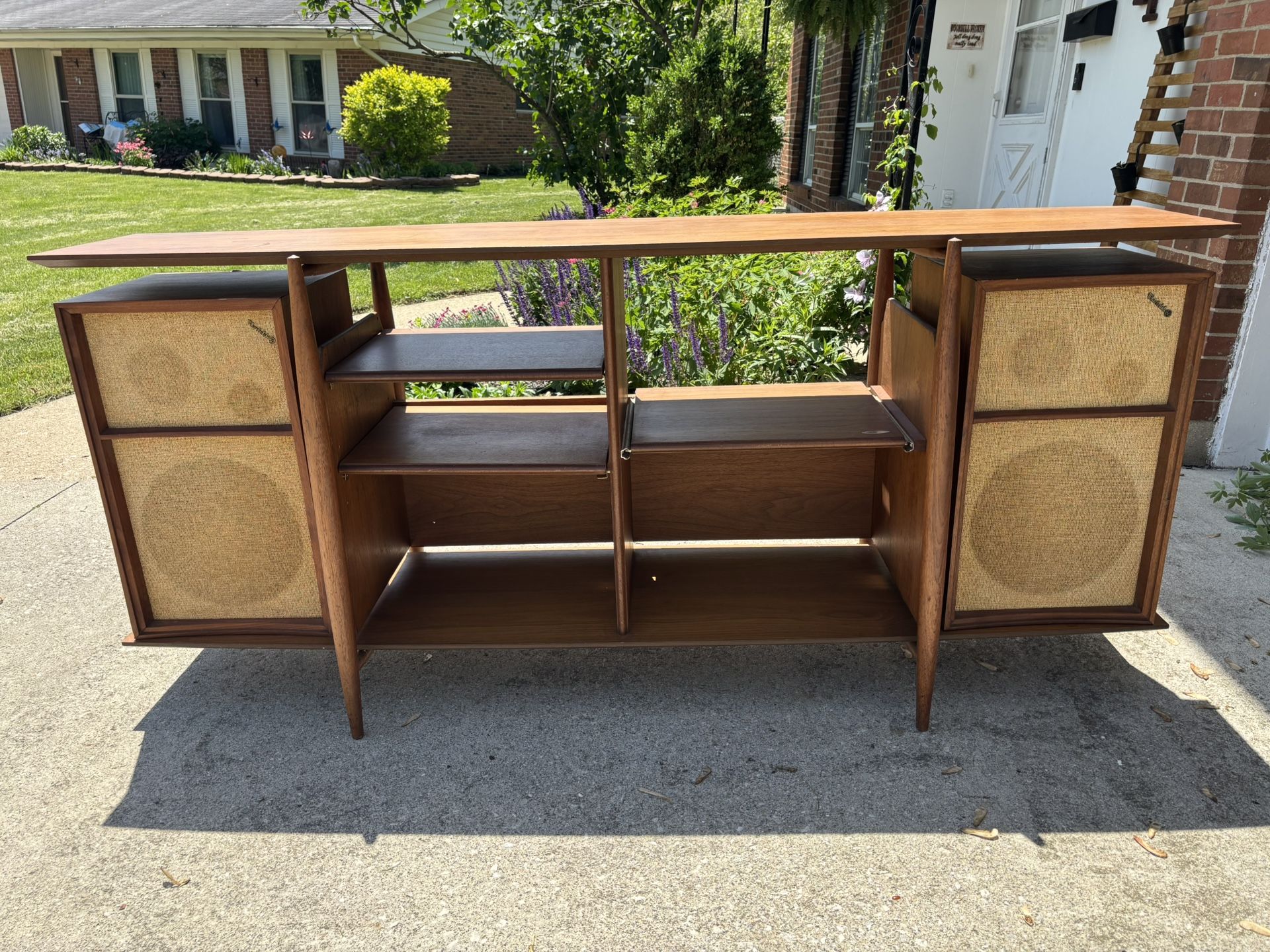 Mid century modern Audio Cabinet/credenza Plus 2 wharfedale speakers