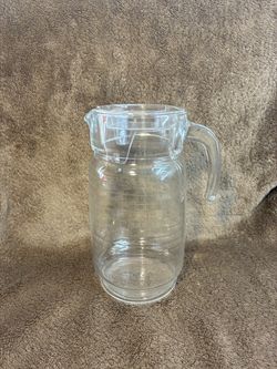 Glass Pitcher 1.8 Liters - Spout, Handle, Adjustable Plastic Top - Refrigerater