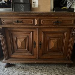19th Century Solid Wood Hand Carved Wash Stand From Europe. Beautiful One Of A Kind Piece!