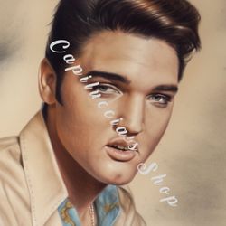 Elvis Presley watercolored pencil image poster Free custom name