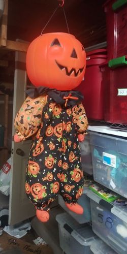 30" Hanging Jack O' Lantern Vintage creepy hanging Pumpkin figure