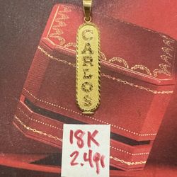 18K Solid Gold Pendant For Wedding 2.4Gr