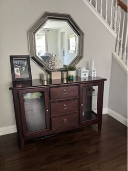 Entryway cabinet and mirror