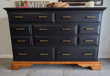 Solid Wood Black Dresser – Refinished
