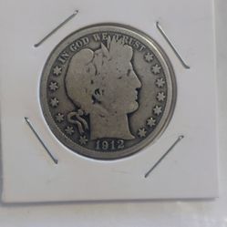 1912p Silver Barber Half Dollar