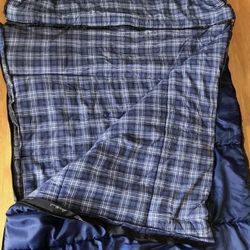 Vintage Eddie Bauer Blue Plaid Lined Sleeping Bag  5 Lbs