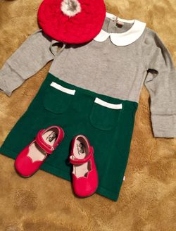 NWT 4T Emerald Green Grey Sweater Dress