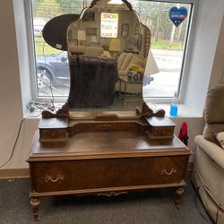 Antique Wood Mirror 3-Draw Dresser Bureau Vanity $100