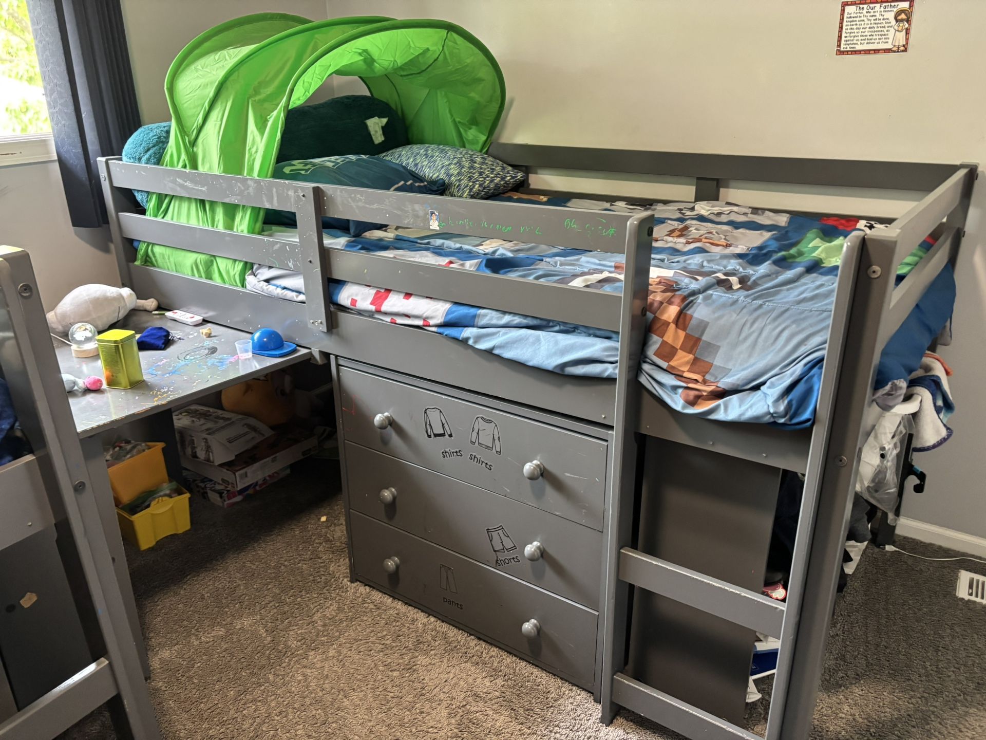 Dark grey twin Low Loft Bed