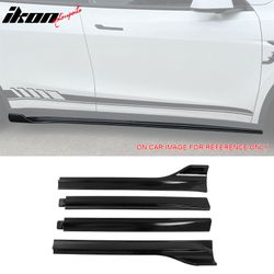 Fits 2020-2024 Tesla Model Y IKON V3 Style Gloss Black Side Skirts Diffuser Lip ABS