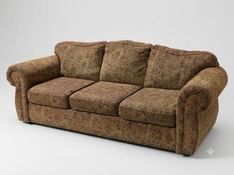FREE: Large, Comfortable Traditional Tapestry Couch (Cat Friendly / Minor Flaws)