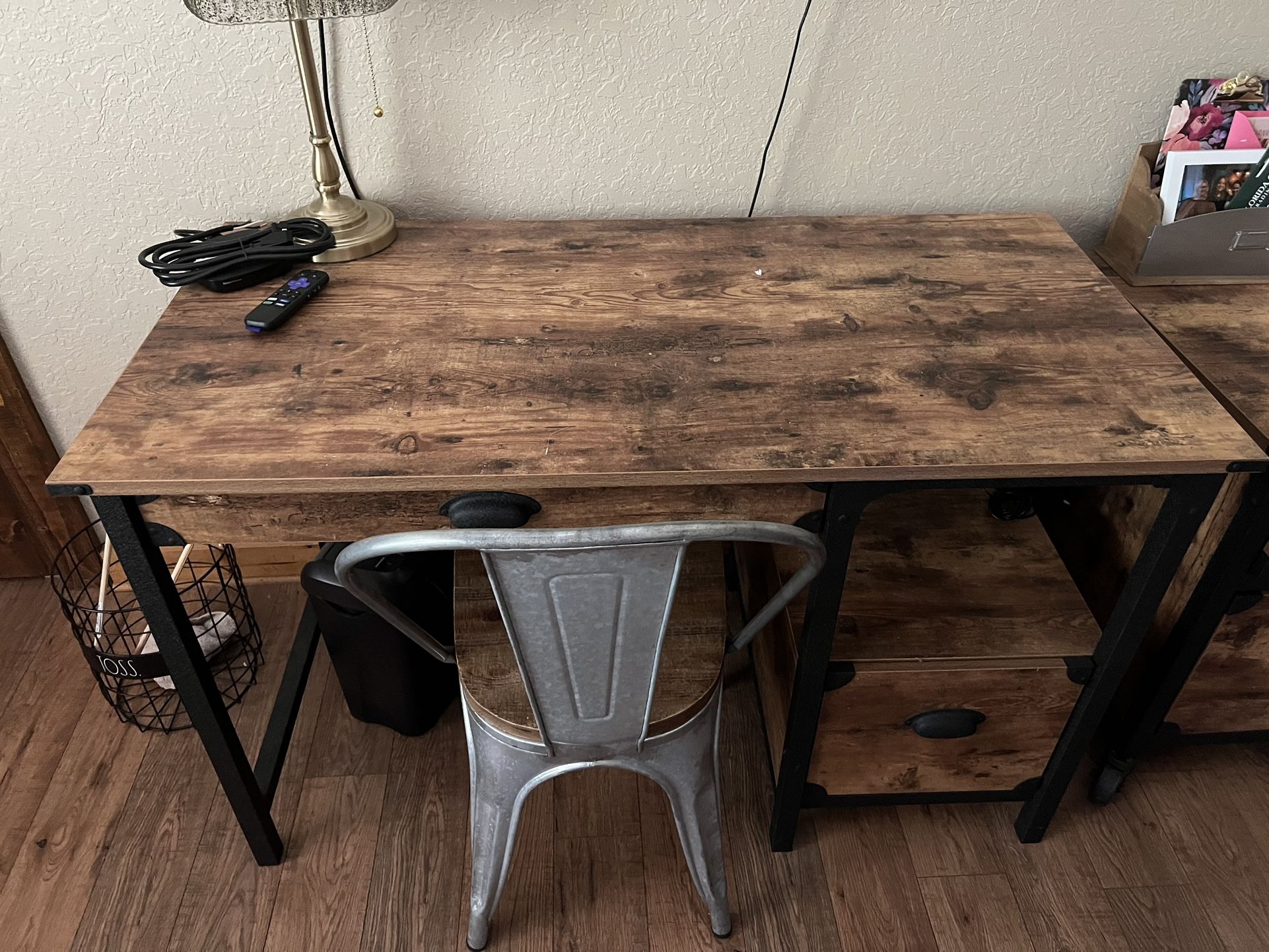 Desk, File Cabinet And Chair