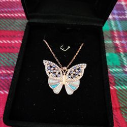 Sterling Silver Butterfly Necklaces for Women | Evil Eye Pendant Necklace | Turquoise Aesthetic Jewelry | Butterfly Gifts for Teen Girls