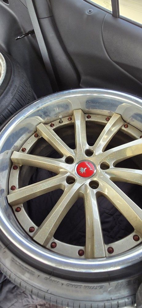 Wheels 3pc 19x9. 19x11 5x114. Tires New