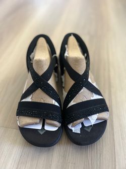 Black Strappy Wedge Sandals