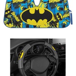batman front windshield auto shade and steering wheel cover brand new $35 for all price is firm