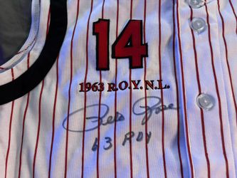 Pete Rose Autographed Jersey With COA and Picture Of Him Signing It