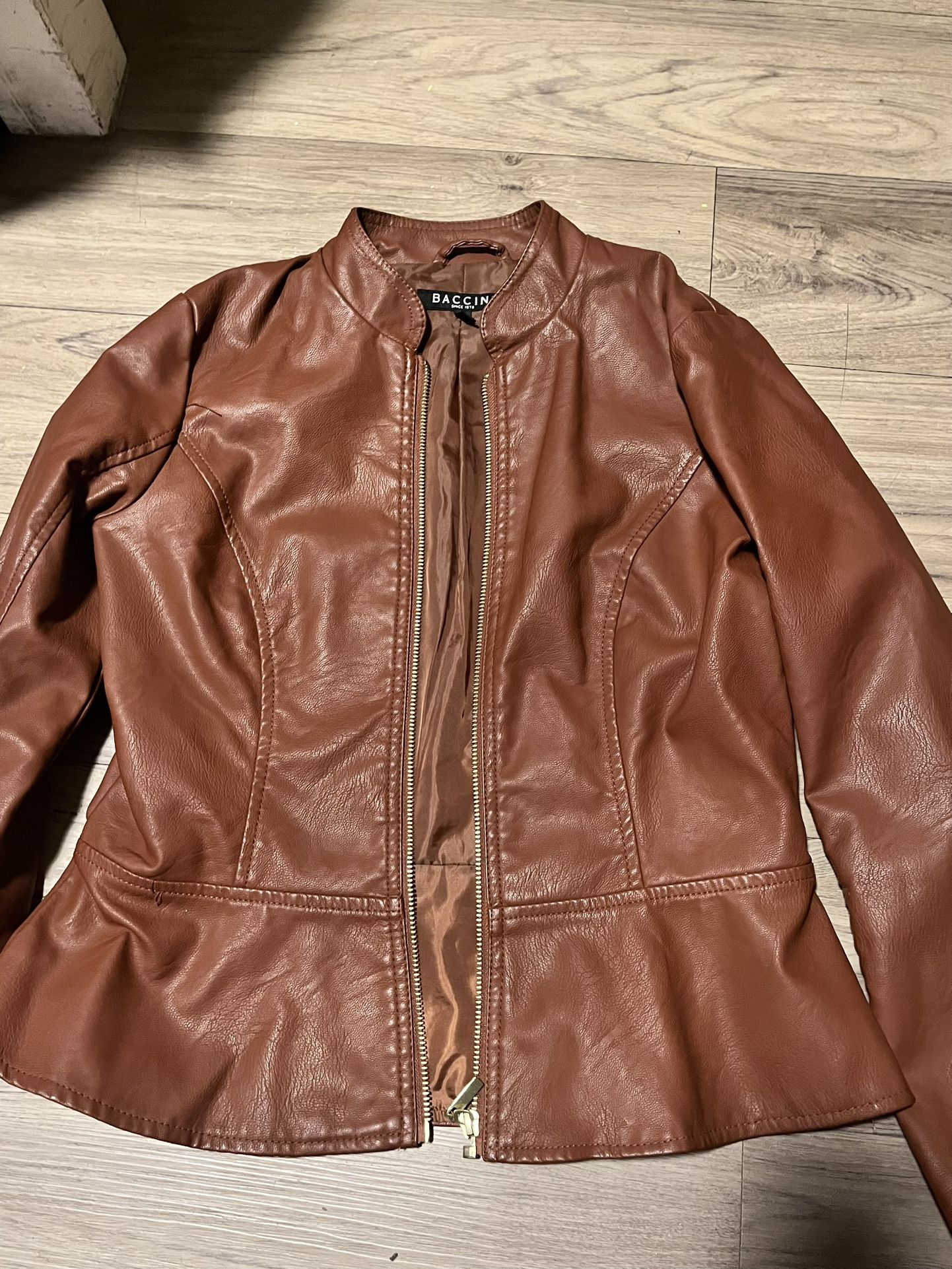 Baccini Brown Faux Leather Jacket