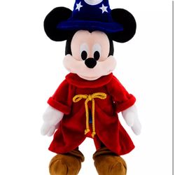 Disney Sorcerer Mickey Plush – Fantasia Mickey Mouse Wizard Hat Red Robe Stuffed Toy