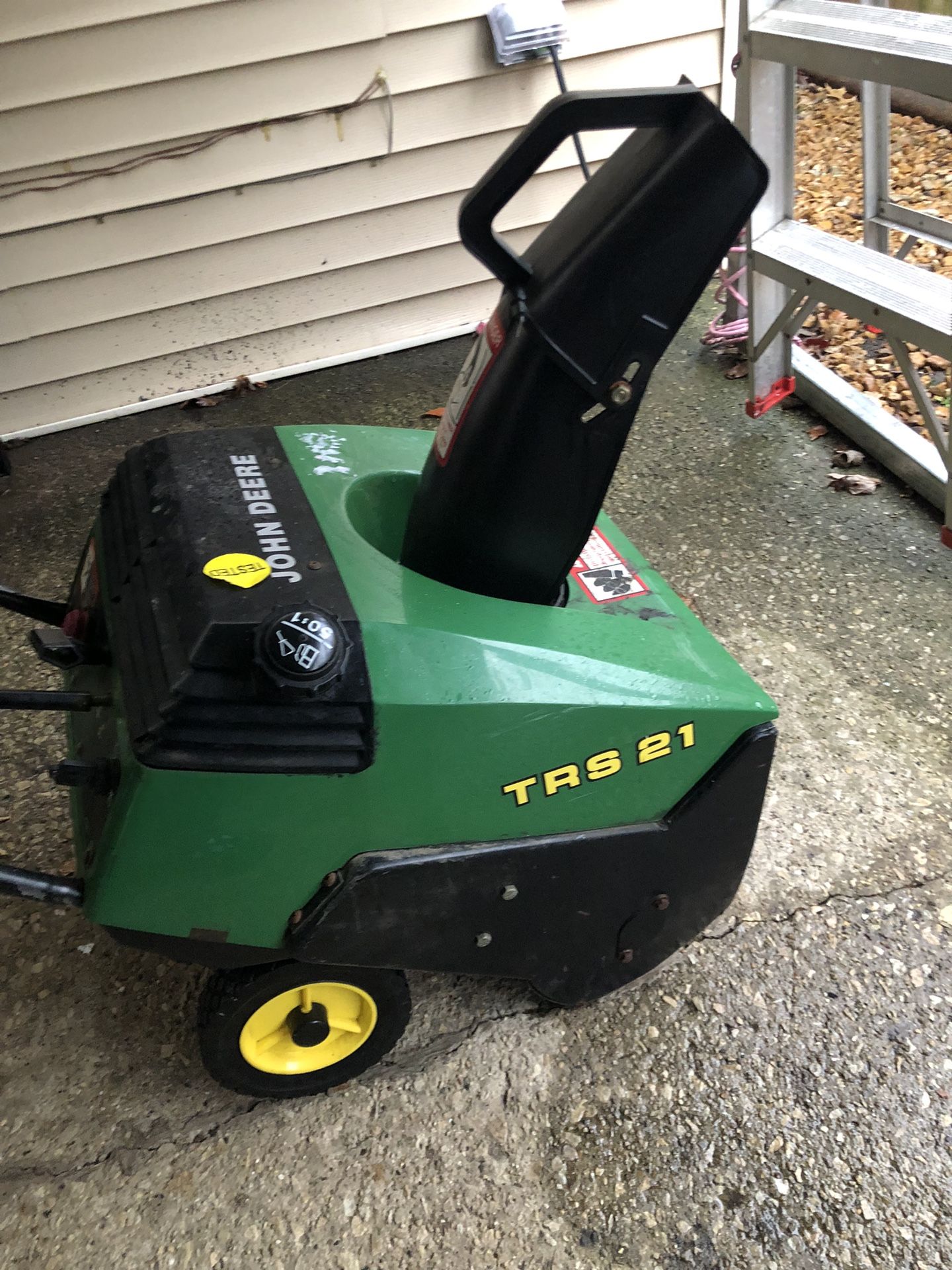 Snow blower- John Deere TRS 21 gas powered snow blower.