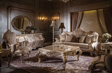 Handmade Baroque Living Room Set — Gusto 7010 Solid Wood